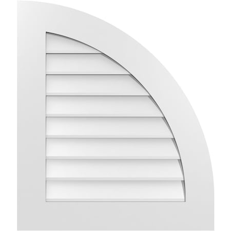 Ekena Millwork Quarter Round Top Right Surface Mount PVC Gable Vent w/ 3-1/2"W x 1"P Standard Frame, 24"W x 28"H GVPQR24X2801SN